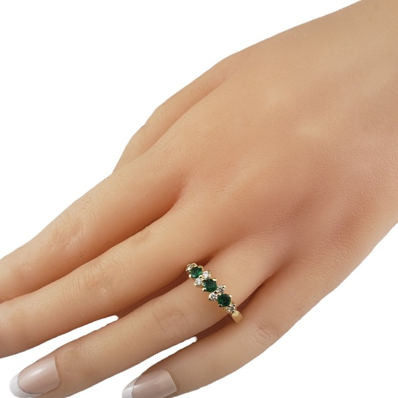 14K Yellow Gold Emerald and Diamond Ring Size 6.5 Lab Certified #16166 - Picture 7 of 9